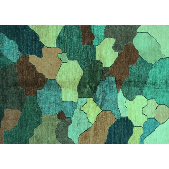 Ahgly Company Indoor Rectangle Abstract Turquoise Blue Modern Area Rugs, 4' x 6'