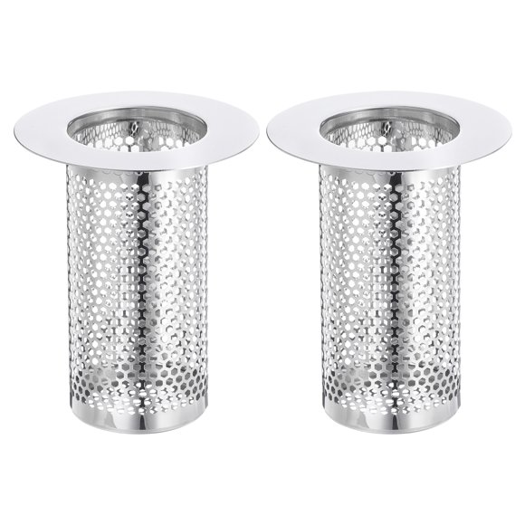 Uxcell 2 Pack Filtro de Drenaje de Ducha, 3.1" x 2.5" Capturador de Cabello de Acero Inoxidable