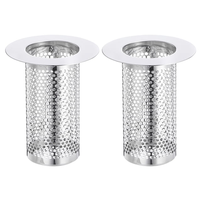 Uxcell 2 Pack Filtro de Drenaje de Ducha, 3.1" x 2.5" Capturador de Cabello de Acero Inoxidable
