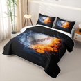 thumbnail image 3 of Feelyou Fire Water Baseball Bed Spread Queen for Boys, Blue Orange Splash Ball Queen Coverlet Set, 3 Pieces, 3 of 7