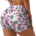 thumbnail image 2 of Fotbe Orchids Flowers Seamless Shorts, Womens Workout Shorts High Waist Stretch Booty Short for Gym/Yoga/Running/Biking-, 2 of 9