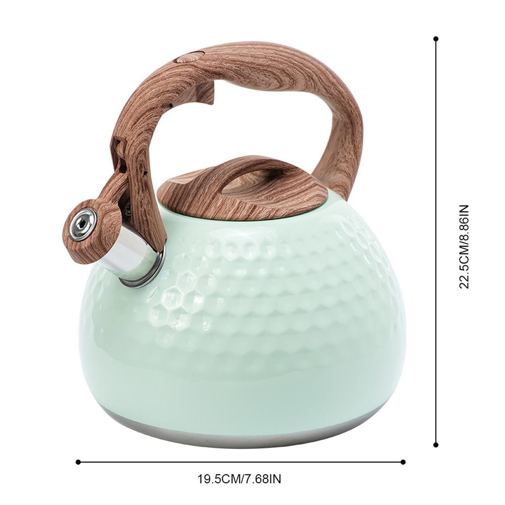 "3L Tea Kettle, Teapot Whistling Kettle with Wood Pattern Handle Loud