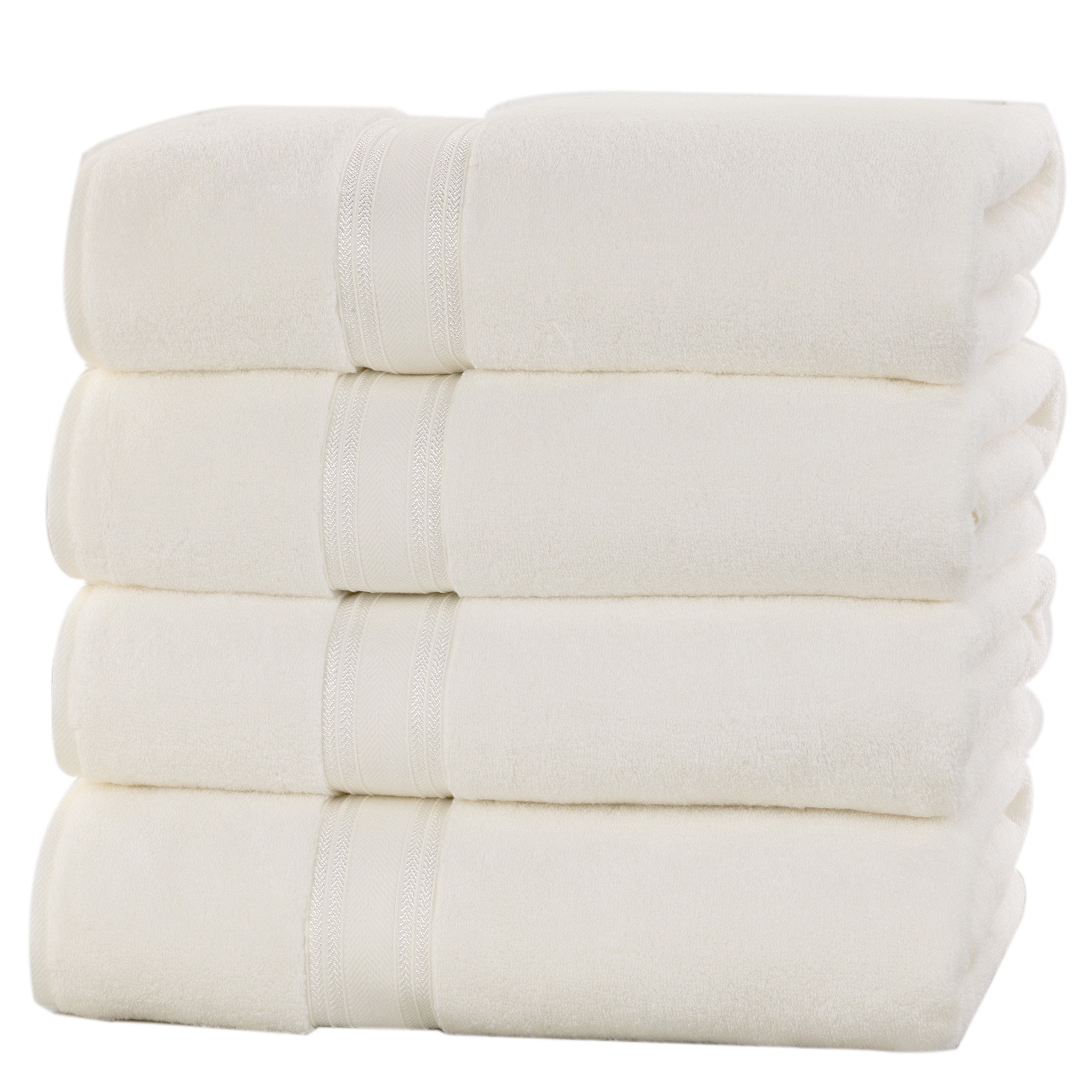 Soft and Thick Zero Twist Cotton 4 Pack Bath Towels