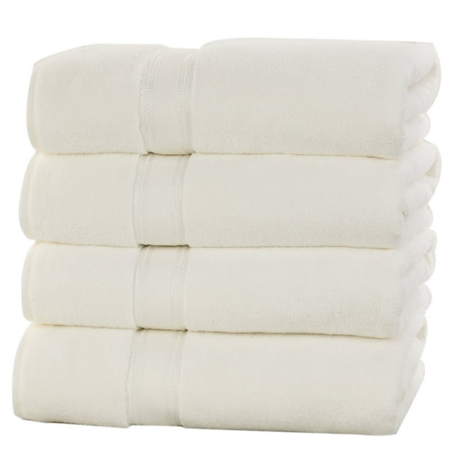 Soft and Thick Zero Twist Cotton 4 Pack Bath Towels