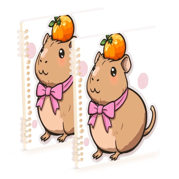 Wirebound Notebook Hardcover Spiral Notebooks Capybara with A Bow, 60 Pages, 80 GSM, 5.7 x 8.3in