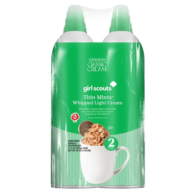 Classic Cream Girl Scouts Thin Mints Light Whipped Cream, 15oz., 2pk.