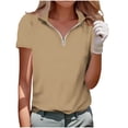 thumbnail image 2 of Mifsaly Womens V Neck Zipper Shirts Summer Casual Short Sleeve Slim Fit Athletic Tops Lightweight Breathable Golf Work Daily Tee XXL, 2 of 5