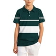 thumbnail image 3 of akafmk Boys School Uniform Shirts Short Sleeve Athletic Shirt Collared Striped Activewear Casual Summer Tops, 5-15Y, 3 of 7