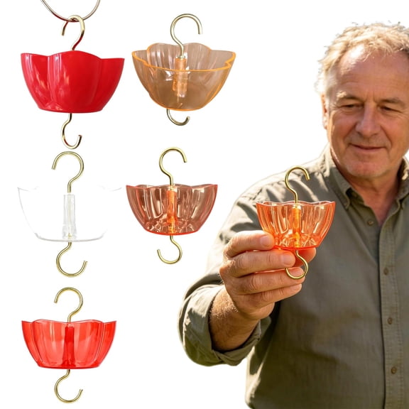 Hummingbird Feeder Ant Moat, 2-Pack Weatherproof Flower Shield Hook with Metal Twigs, Hanging Guard Waterer Cup for Outdoor Garden, Patio, Backyard & Yard Wild Bird Feeders Protection