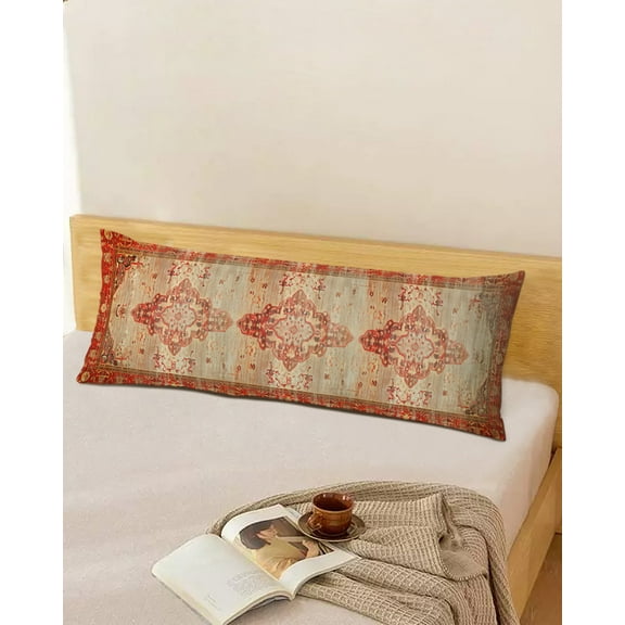 Vintage Bohemian Throw Pillow Cover, Abstract Ethnic Tribal Geometric Rectangle Decorative Pillow Case Protector Soft Cushion Cover Lumbar Pillowcase for Couch Sofa Bedroom Car Chair Decor 20x54 Inch