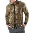 thumbnail image 4 of Ana Mens Sparkly Sequins Party Dance Shirts Retro 70s Disco Nightclub Shirt Tops, 4 of 9