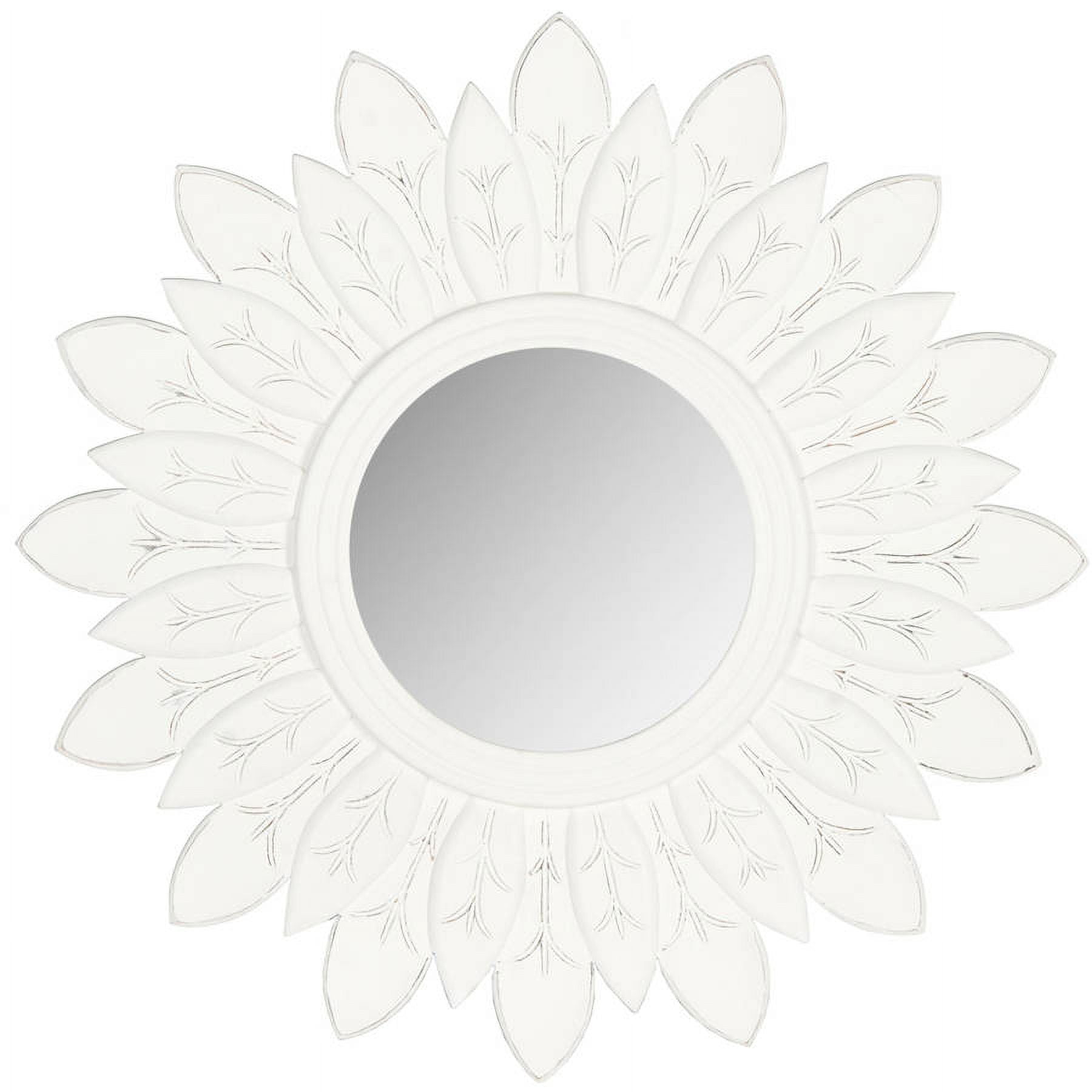 SAFAVIEH 12" Round Sun King Glam Floral Mirror, White
