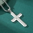 thumbnail image 2 of Metaljc Stainless Steel Cross Pendant  Necklace for Men, 24" Chain, Religious Jewelry Gift, 2 of 5
