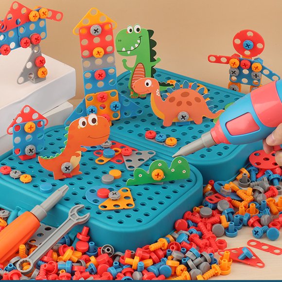 Ensemble de jouets puzzle de forage de dinosaure, simulation d'apprentissage précoce, couleur vive, jeu de forage sûr, bricolage pour enfants pour la maison dinosaure