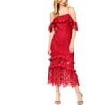 thumbnail image 1 of Vestido de hombros descubiertos Rachel Zoe con encaje de amapola para mujer rojo 2, 1 of 1