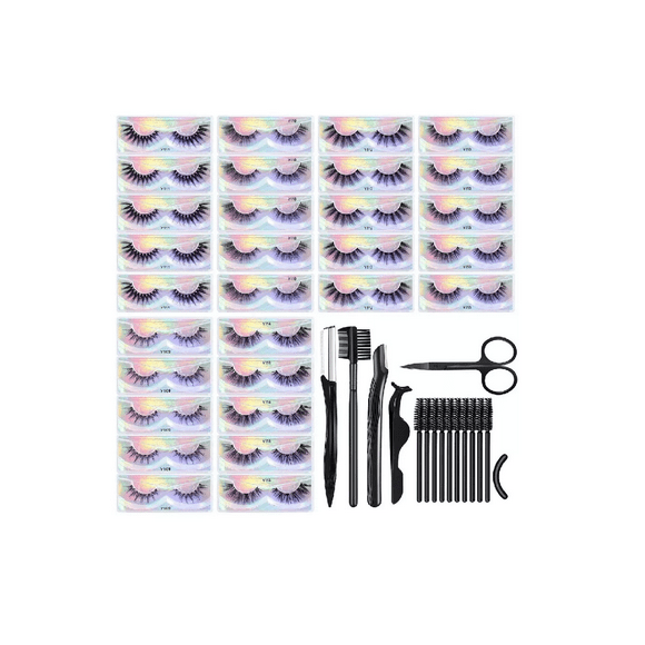 30 Pares De Pestañas Postizas Mixtas Con Kit De Herramientas