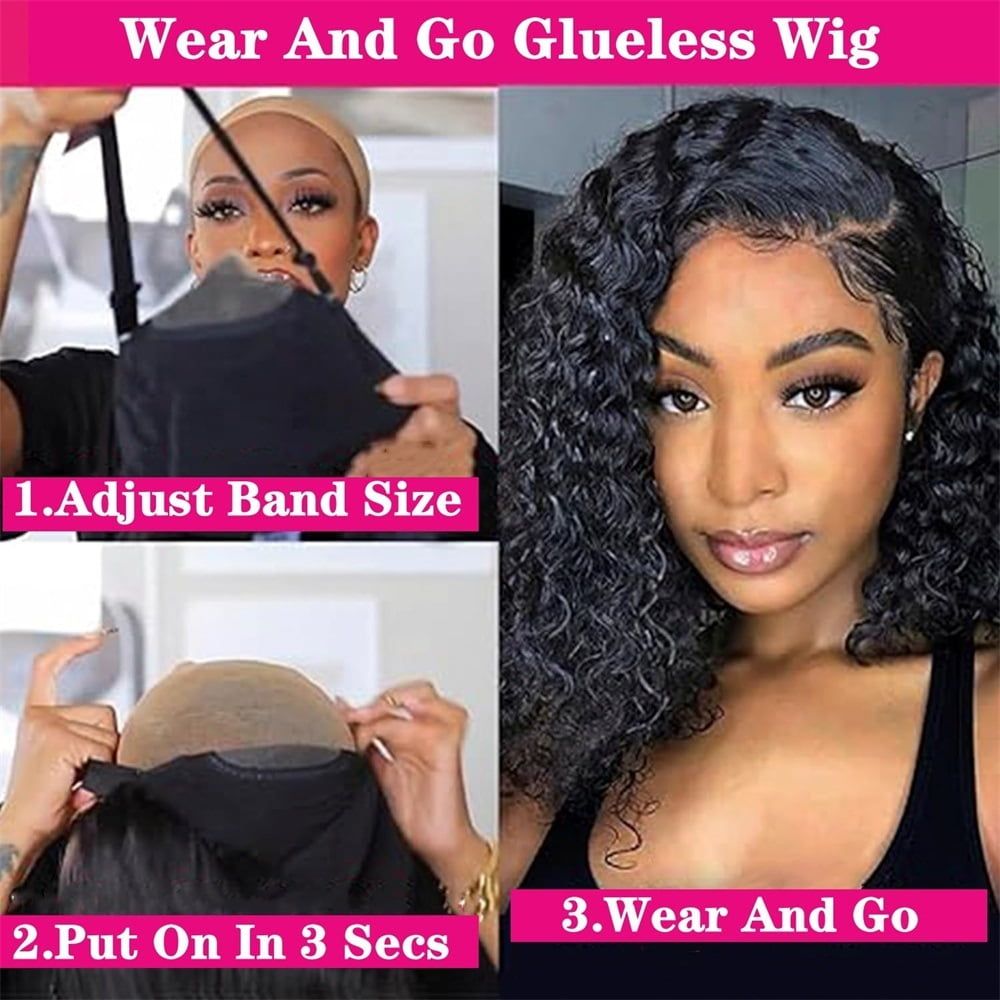 Lace Wig for Women Curly 4x4 Glueless Ready to go Human Hair Wigs Pre-Cut Lace Wig