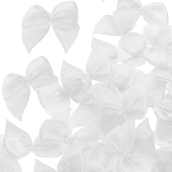 Milisten 60Pcs White Handmade Ribbon Bows Durable Satin Bow Ornaments for Hair Accessories and Decoration