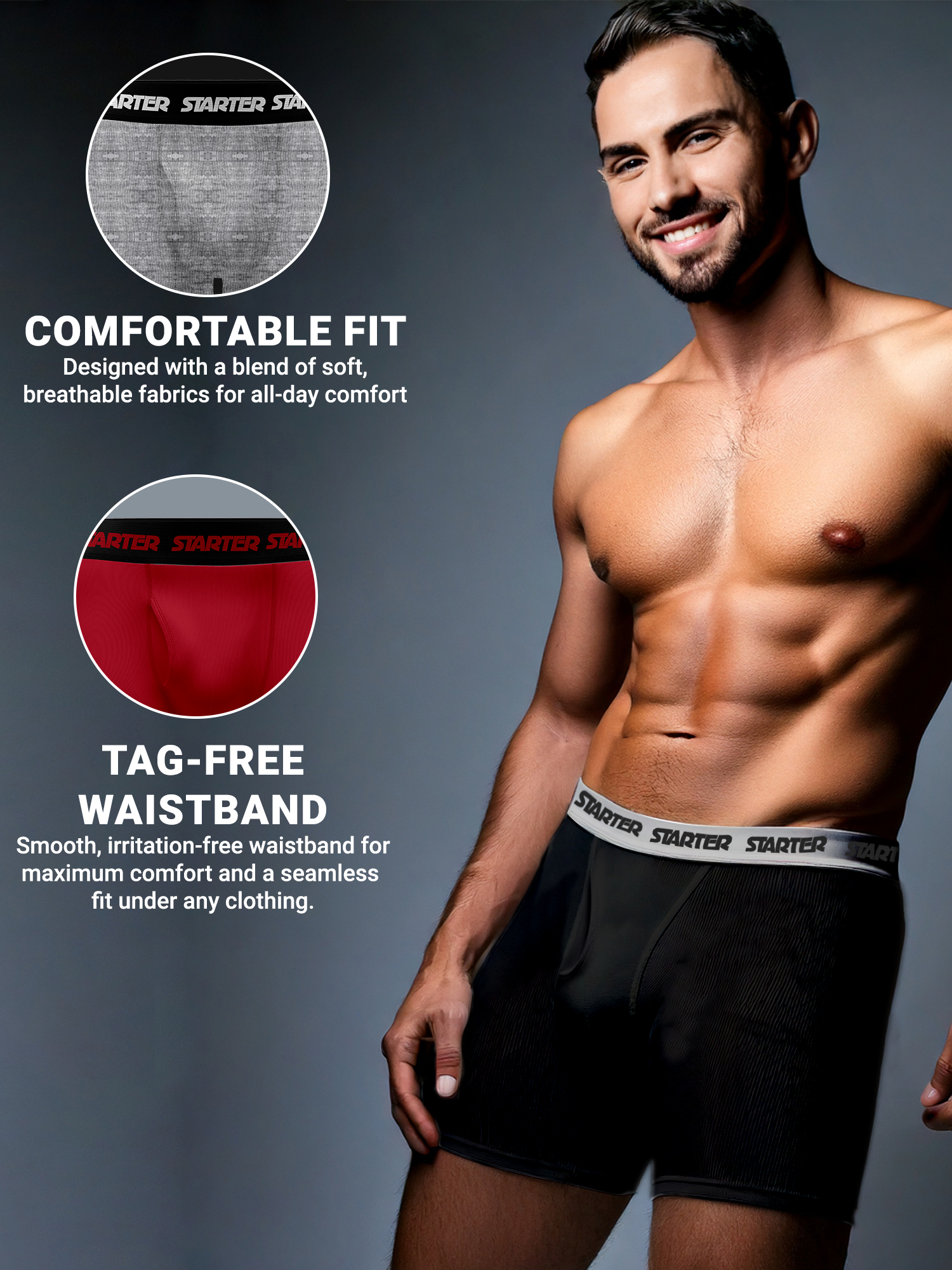 Starter Men's Stretch Cotton Boxer Briefs, 6-Pack photo 5