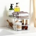 thumbnail image 6 of 2 Tier Clear Organizer with Dividers for Cabinet, Shlef, Counter - MultiUse Slide-Out Storage Container - Kitchen, Pantry, Medicine Cupboard Bins, Bathroom, Vanity Makeup, Under Sink Organizing, 6 of 9