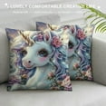 thumbnail image 3 of Purple Unicorn Throw Pillow Covers,Dreamy Roses Flowers Jungle Wild Plants Cushion Covers for Car RV Camper Office,Glittering Night Watercolor Flowers Outdoor Pillow Covers, 3 of 5