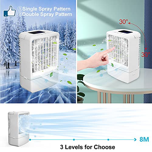 Personal Portable Air Conditioner with Battery for Camping 7 Colors Light Car Portable Air Conditioner Mini with Timing 4000mAh Battery Air Conditioner Portable