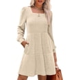 thumbnail image 2 of Sampeel Womens Square Neck Long Sleeve Fall Dresses Casual Babydoll Sweater Dress, 2 of 6
