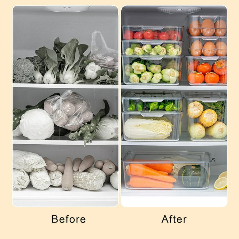 Twowood Fruit Vegetable Organizer Tray Freezer Fridge Drawer Pantry Clear  Storage Rack