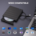 thumbnail image 3 of External CD/DVD Drive for Laptop, DVD Player with USB 3.0 Ultra-Slim Portable, CD Burner External Disk Drive Optical Compatible with Laptop Desktop Mac,Windows 11/10/8/7 Linux, 3 of 8