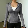thumbnail image 6 of Zip Up Jackets Womens Athletic Lightweight 2026 Workout Hoodies Spring Shirt Fitted Gym Clothes with Pocket Gray S, 6 of 6
