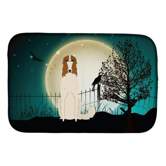 Halloween Scary Borzoi Dish Drying Mat