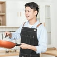 thumbnail image 2 of Delantal de trabajo, delantal de chef, delantal de cocina con bolsillos, delantal para cocinar, delantal de cocina, delantal de cocina para hombres y mujeres, 2 of 8