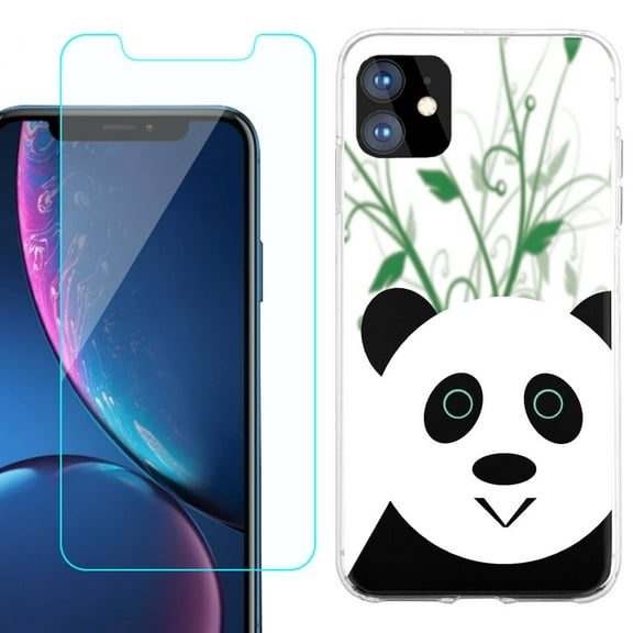 For Apple iPhone 11 Case , Slim-Fit TPU Protective Phone Case with Tempered Glass Screen Protector, by OneToughShield ® - Panda