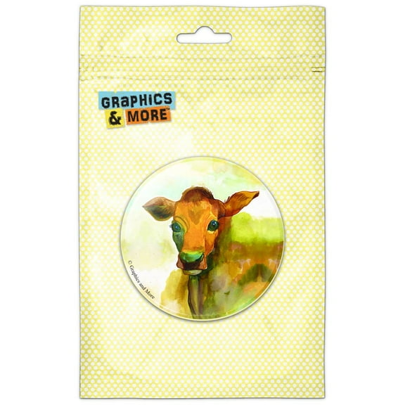 Watercolor Cow Yellow Orange Pinback Button Pin Badge