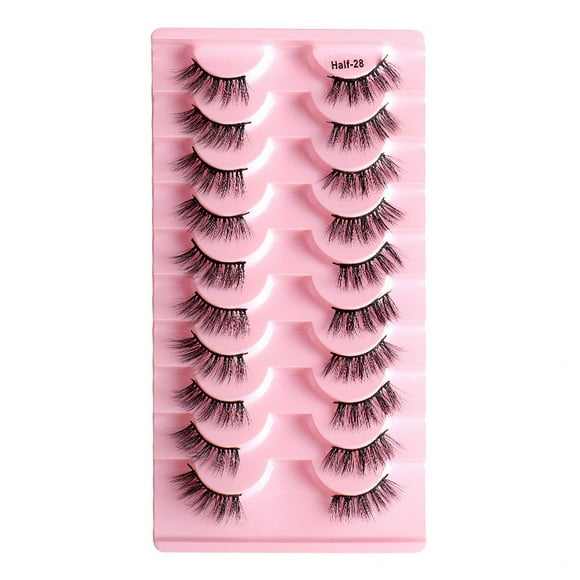 10 Pairs Natural Half Lashes Short Wispy Faux Mink Lashes Fake Eyelashes