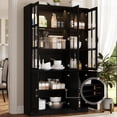 thumbnail image 4 of MEISSALIVVE 78.7" Kitchen Pantry Cabinet with Glass Doors & LED Lights, Freestanding Storage Hutch with Shelves, Black Pantry Cupboard, 47.2" W x 15.7" D, 4 of 6