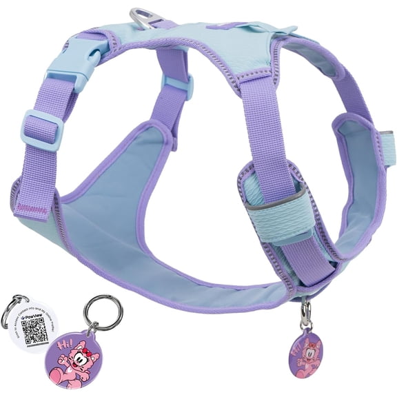 Escape-Proof No Pull Dog Harness for Medium & Large Dogs, Lightweight Adjustable Vest with Front & Back Clip, Pocket & Reflective Soft Fabric for Safe Walking & Running with ID Tag, Blue