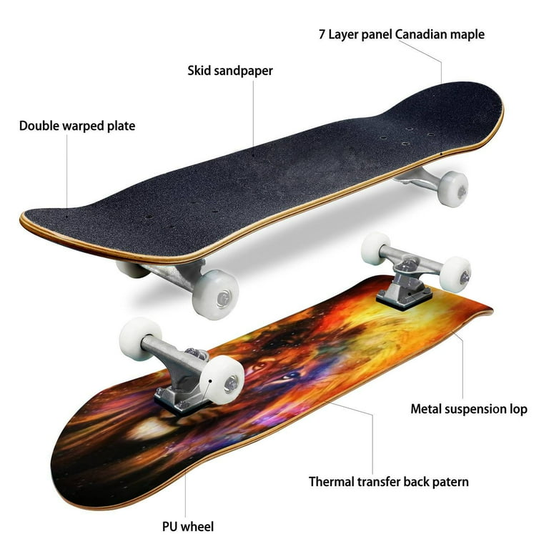 Bluenee Pro Skateboard Cruiser, 31x8 Maple Deck, PU Wheels