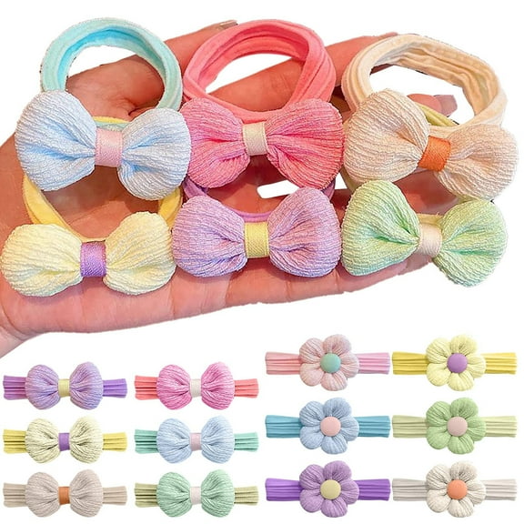 Vacemry Under $5 Children's Hair Tie Set, Soft Elastic Headbands with Flower Design, Seamless Ponytail Holders for Girls, Gentle No Pull Hair Accessories for Toddlers