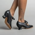 thumbnail image 2 of Black Women'S Chunky Heel Pumps With Lace-Up Ankle Strap, Hollow Out Design, Pu Upper For A Fashionable Look, 2 of 8