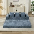 thumbnail image 5 of Aukfa Convertible Sleeper Sofa Bed King Floor Futon Couch for Living Room Bedroom, Chenille, Blue, 5 of 10