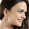 thumbnail image 3 of Efulgenz Indian Bollywood 14K Gold Plated Crystal Kundan Pearl Leaf Style Jhumka Jhumki Earrings Jewelry Set (Style 3 -Red), 3 of 3