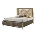 thumbnail image 3 of Acme Skylar Full Bed w/Storage & LED LED, Synthetic Leather & Dark Champagne, 3 of 6