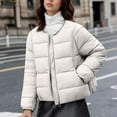 thumbnail image 2 of Veste Matelassée Courte à Ourlet à Cordon pour Femmes, Col Rond, Coupe Ample Légère, Style Décontracté d'Hiver avec Poches, 2 of 9