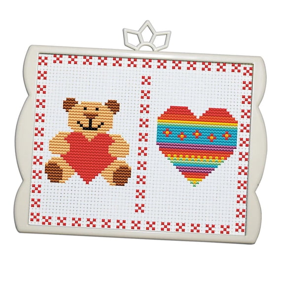 Lovely Animals stitch set for Beginners Children 11 Count Needlepoint Bear Love