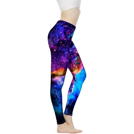 NDISTIN Women's High Waisted Yoga Pants Athletic Sports Running Leggings  Full Length Tummy Control Printable, Galaxy 1