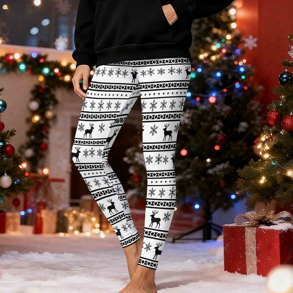 Ynynloco Christmas Leggings for Women High Waisted Tummy Control Printed Soft Stretchy Workout Yoga Pants Gifts