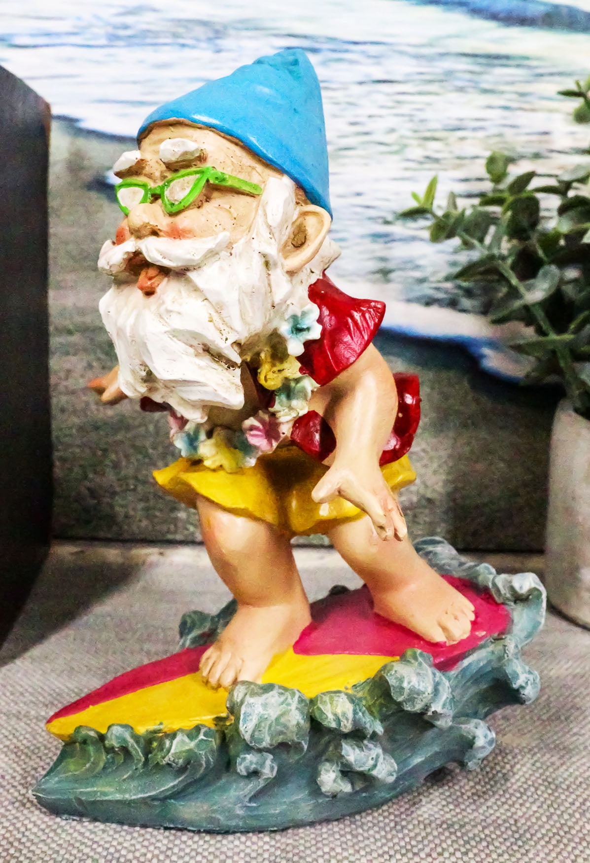 Ebros Free Spirited Hippie Vacation Garden Gnome Holding Aloha Banner Figurine 