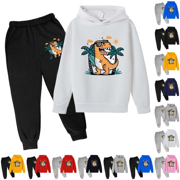Toddler Boys Outfits Printed Long Sleeve Tops and Pants Autumn and Winter Children's Hoodie Pullover Set Size 3-4T ,Beige