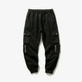 thumbnail image 5 of Men's Fashion Cargo Pants Elastic Waist Hip Hop Solid Color Relaxed Fit Trousers Work Casual Sports Cargo Pants, 5 of 9